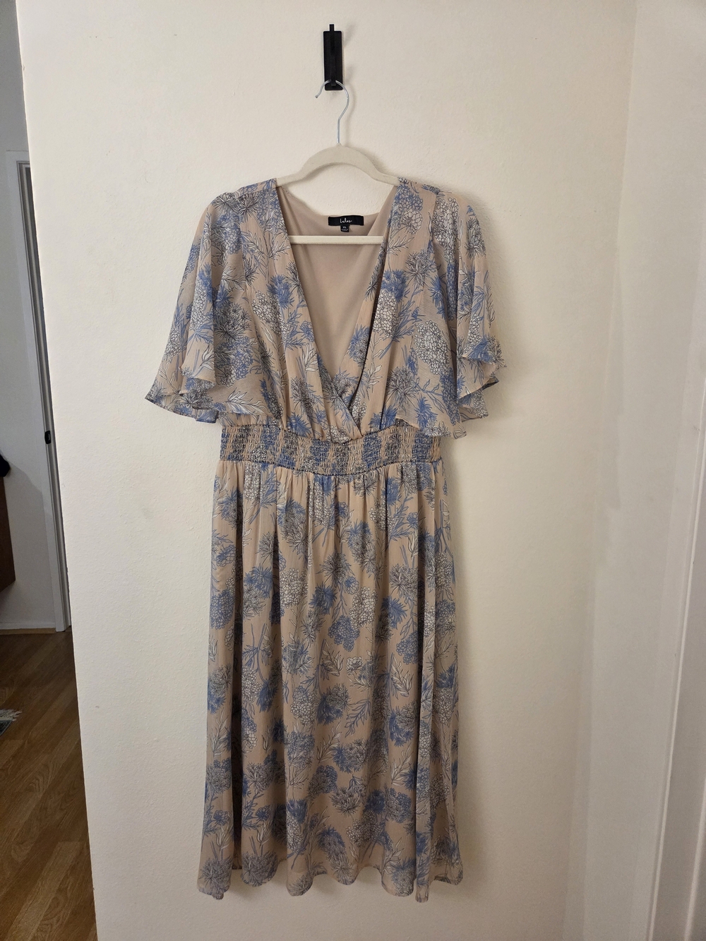Lulus Subtle Romance Beige Floral Print Ruffled Midi Dress - Size XL